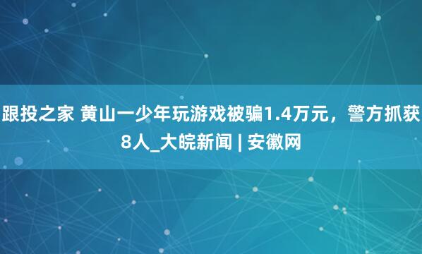 跟投之家 黄山一少年玩游戏被骗1.4万元，警方抓获8人_大皖新闻 | 安徽网